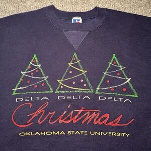 VTG Oklahoma State University Delta Delta Delta Christmas Adult Sz XL Russell